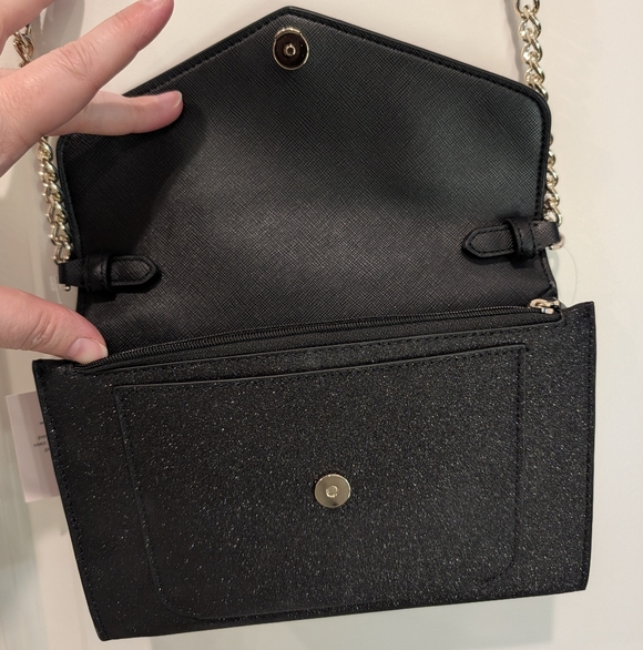 🎉 SALE 🎉 NWT Kate Spade Tinsel Flap Crossbody Convertible Clutch Glitter - Picture 11 of 16